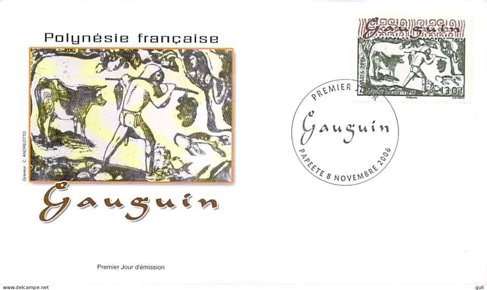 Polynésie Française -Premier Jour -ENVELOPPE FDC - Gauguin- Papeete 8 Novembre 2006 La Récolte De Feï Bananes - FDC