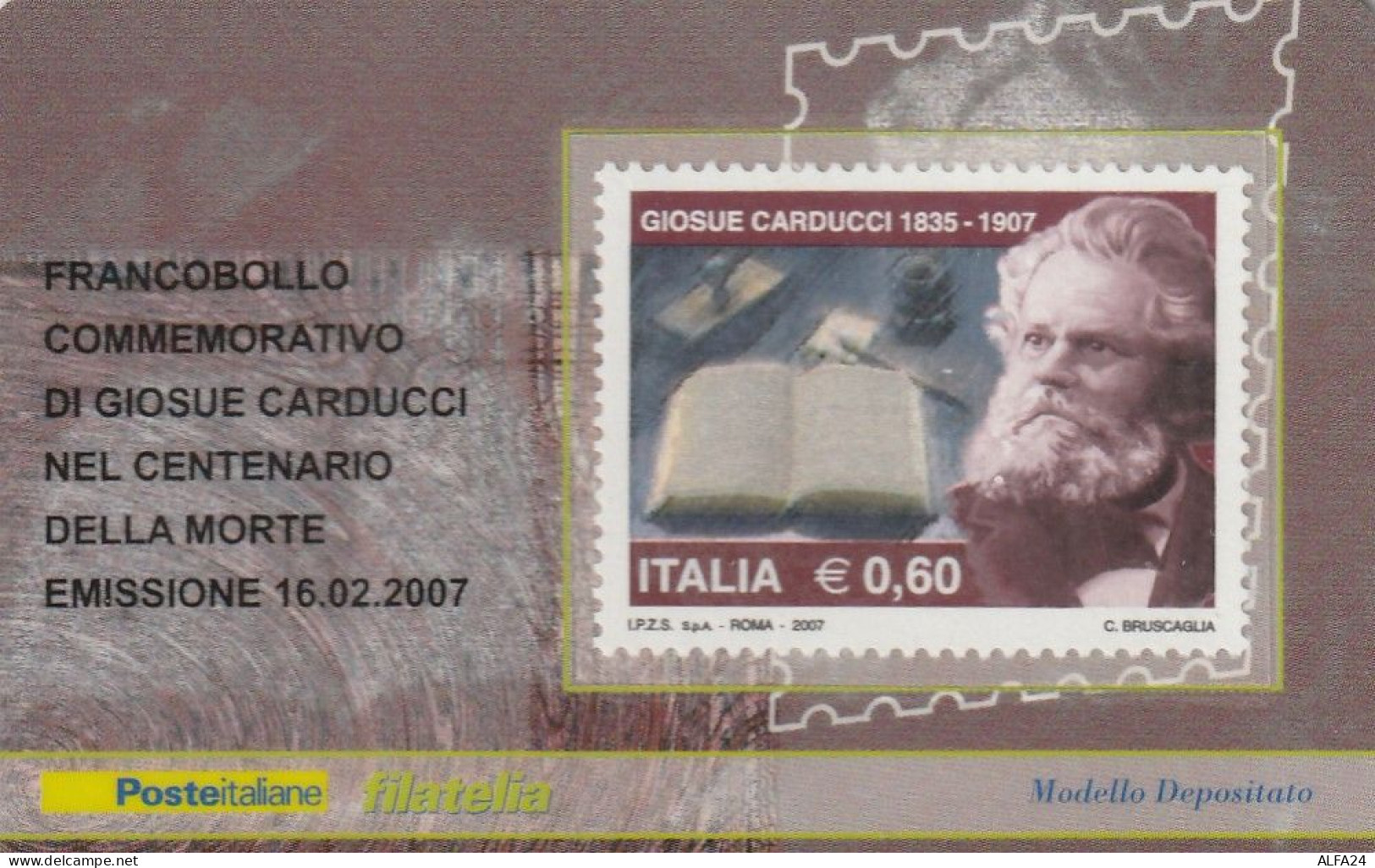 TESSERA FILATELICA VALORE 0,6 EURO CARDUCCI (TF1072 - Philatelic Cards