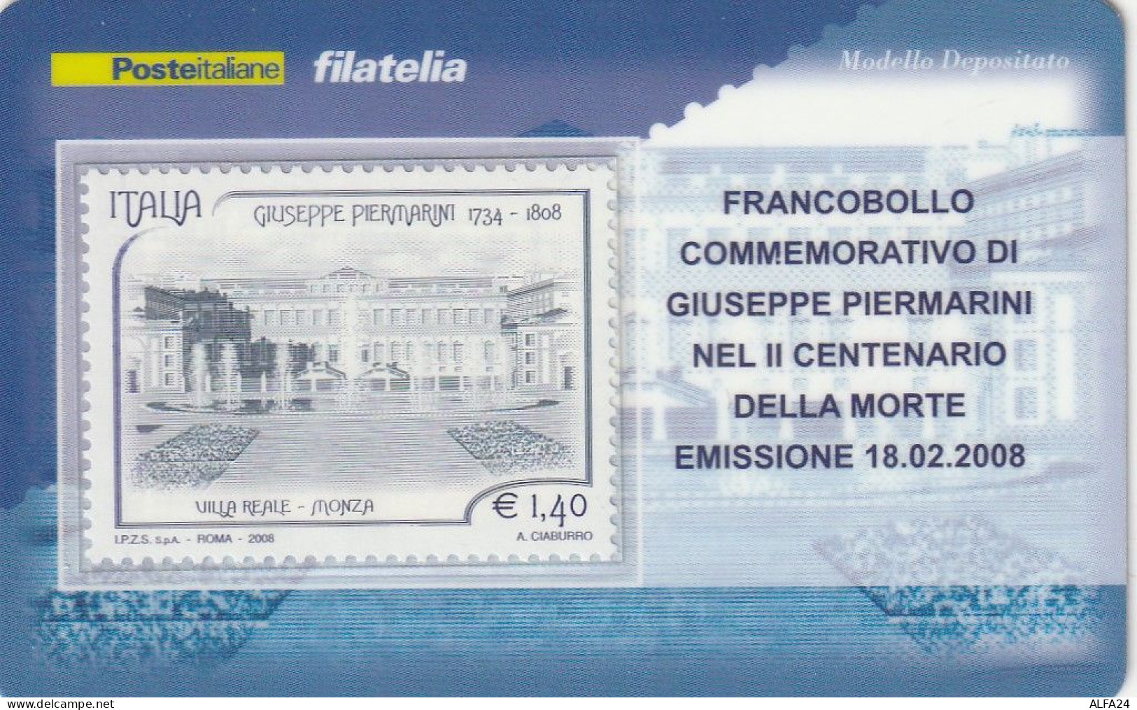 TESSERA FILATELICA VALORE 1,4 EURO GIUSEPPE PIERMARINI (TF984 - Philatelistische Karten
