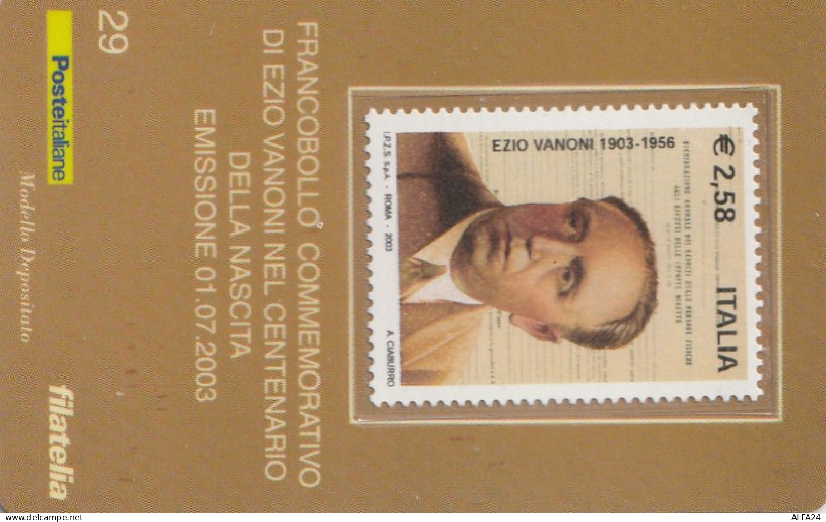 TESSERA FILATELICA VALORE 2,58 EURO VANONI (TF966 - Philatelic Cards