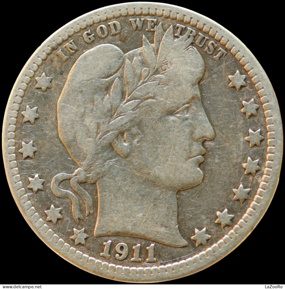 LaZooRo: United States Of America 1/4 Quarter Dollar 1911 XF - Silver - 1892-1916: Barber