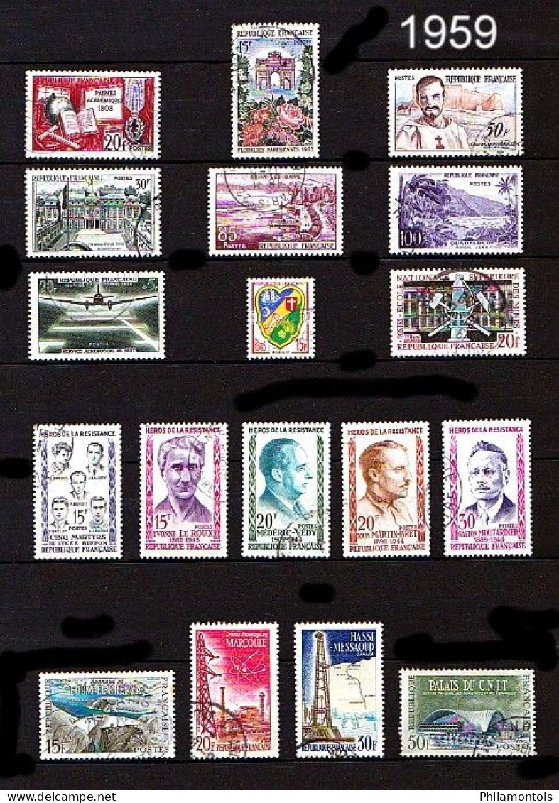 FRANCE - Année Complète 1959 - N° 1189 à 1229 - Oblitérés - Très Beaux - 1950-1959