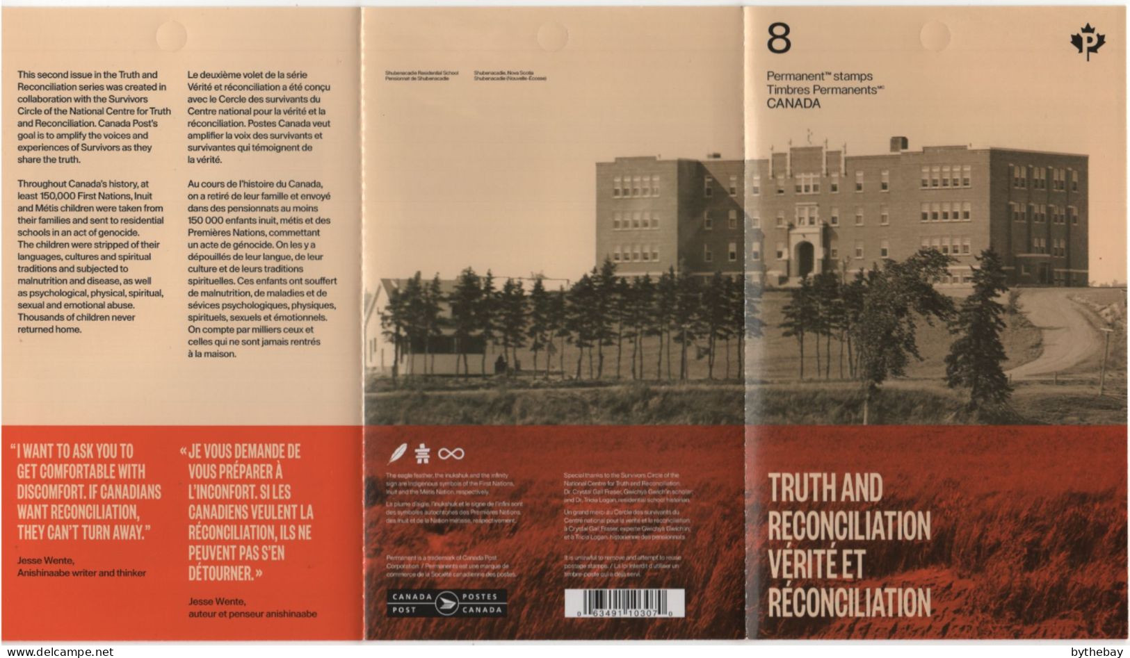 Canada 2023 Booklet Truth And Reconciliation Pane Of 8 (P) Residential Schools - Full Booklets