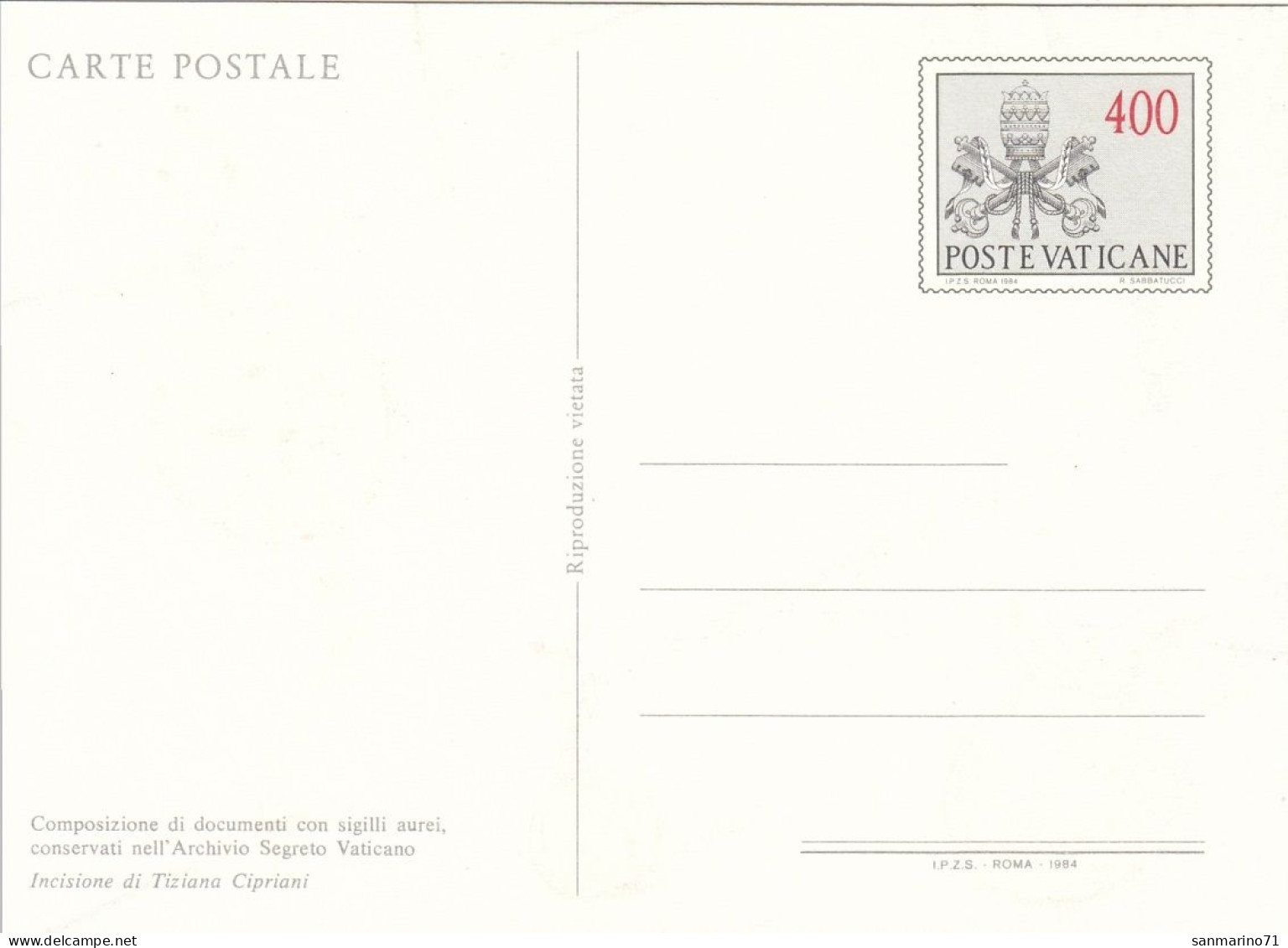 VATICAN Postal Card 25 - Ganzsachen