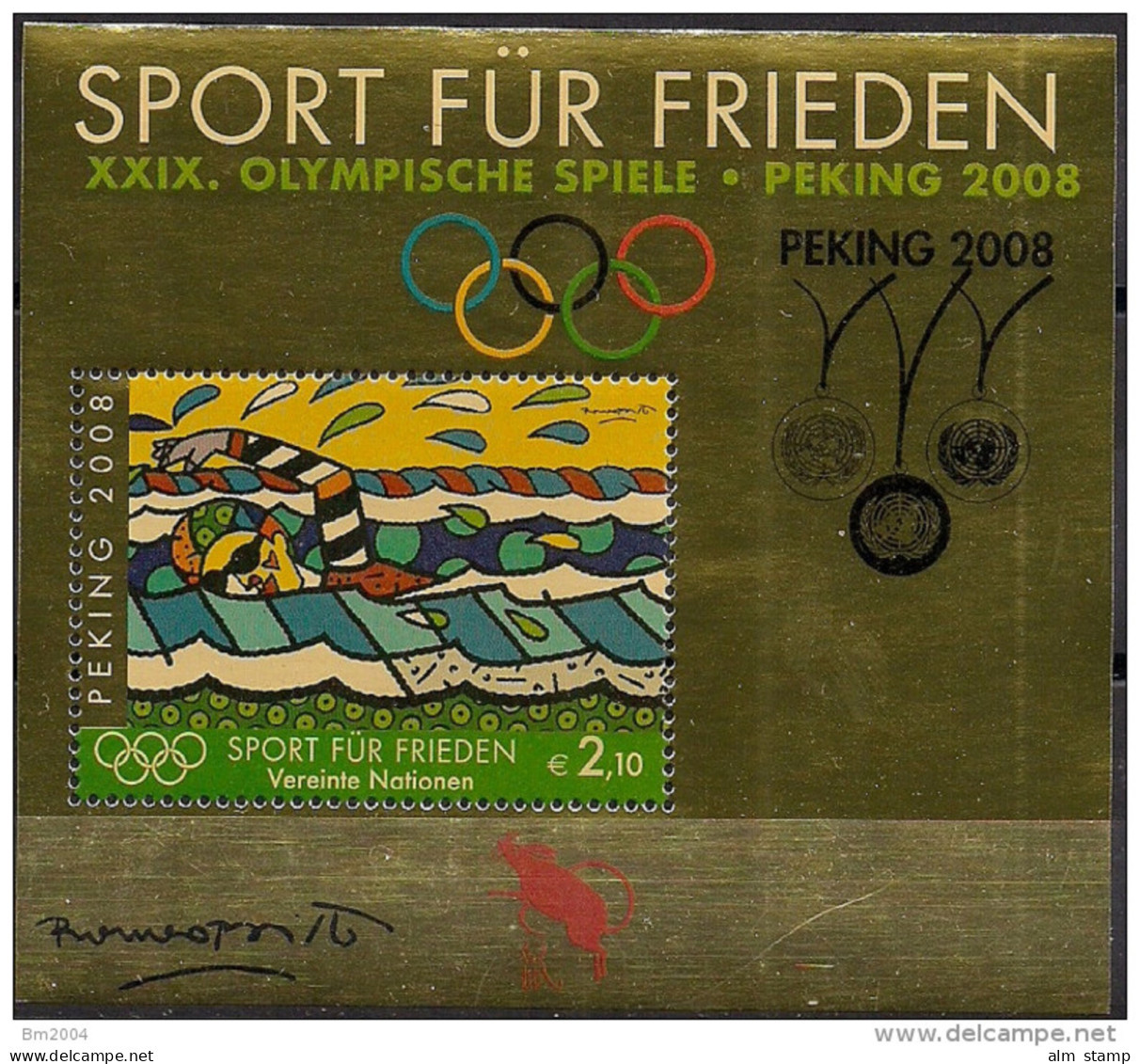 2008 UNO Wien Mi. Bl. 22 I **MNH     Sport Für Frieden - Olympische Sommerspiele, Peking - Blokken & Velletjes