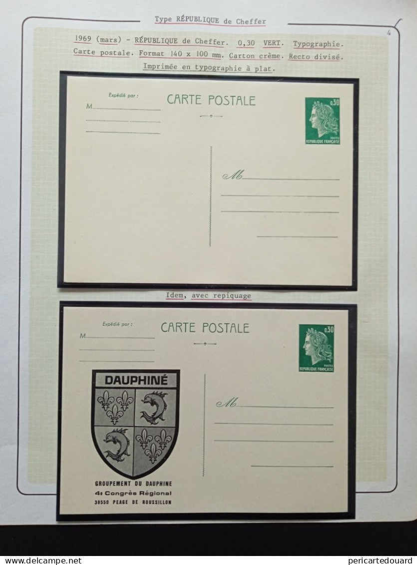 Entier Postal CHE A1 Et A2 Neuve Et Repiquages Privés Marianne De Cheffer - 1967-1970 Marianne De Cheffer