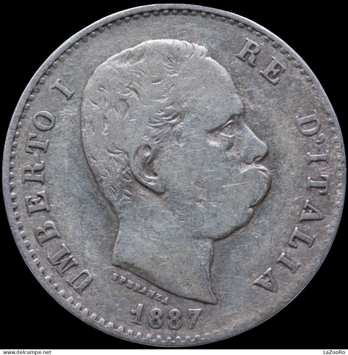 LaZooRo: Italy 1 Lira 1887 VF - Silver - 1878-1900 : Umberto I