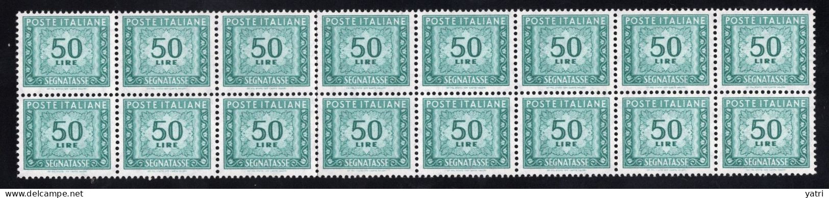 Italia (1962) - Segnatasse, 50 Lire Fil. Stelle 4° Tipo, Gomma Arabica, Sass. 118/II ** - Postage Due