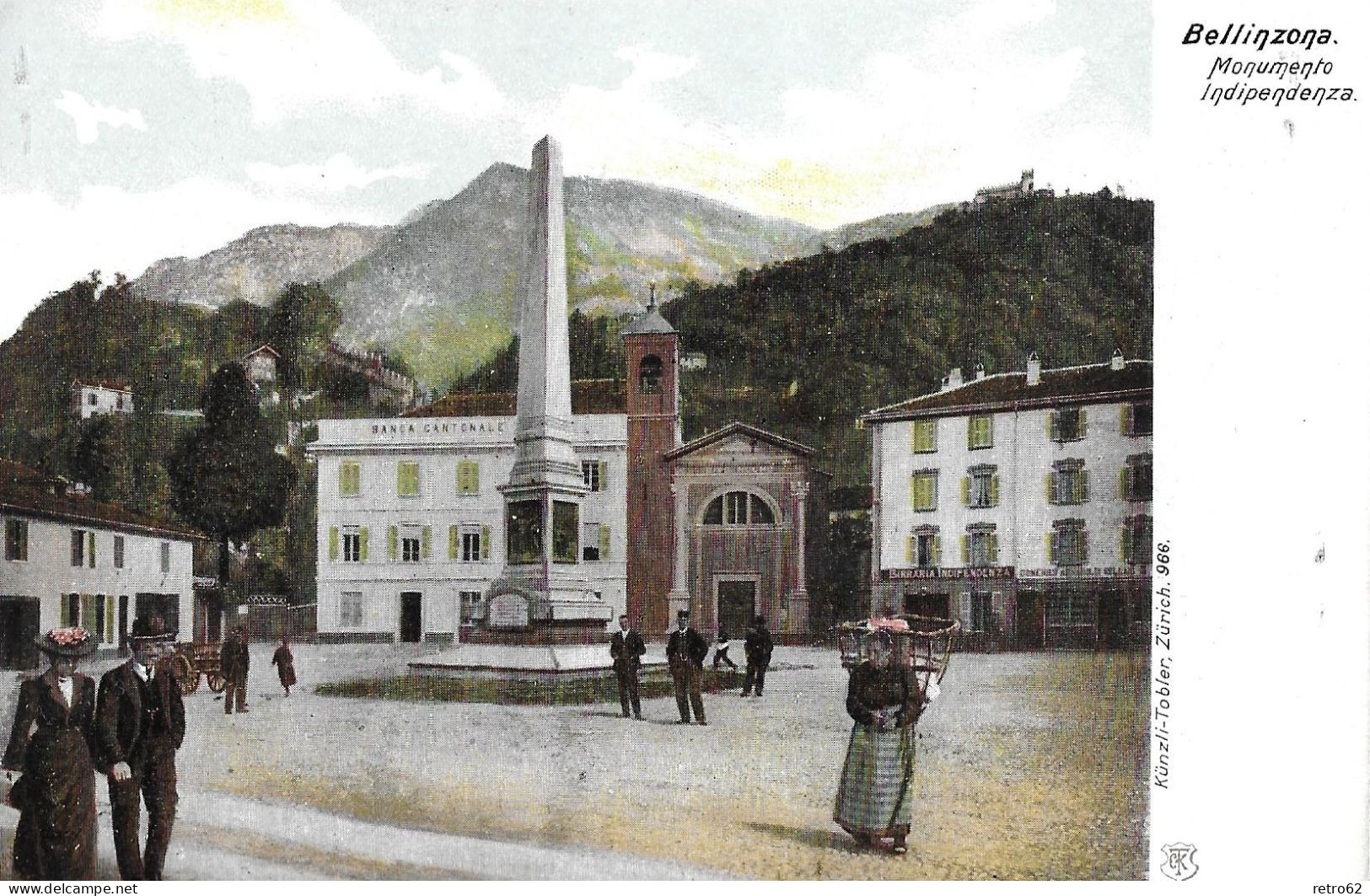 BELLINZONA ► Monumento Indipendenza Und Banca Cantonale, Ca.1910 - Bellinzone