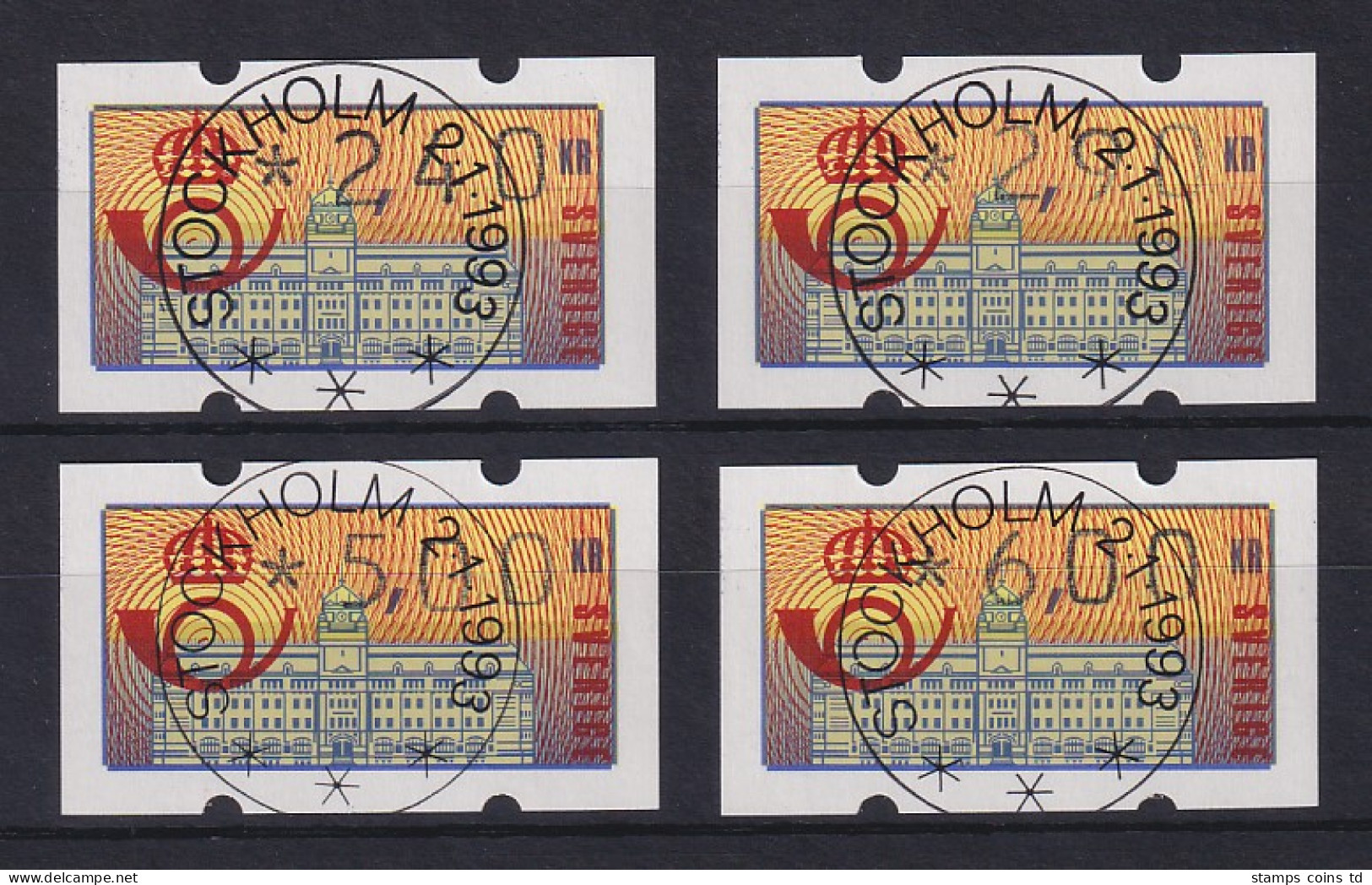 Schweden 1992 Klüssendorf ATM Mi.-Nr. 2 Satz 4 Werte 240-290-500-600 ET-O - Machine Labels [ATM]