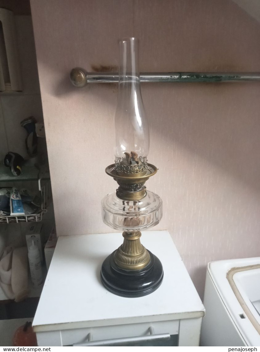 Lampe A Petrole 1837 Signé Patent Hinks Son's Hauteur 53 Cm, Bronze - Lighting & Lampshades