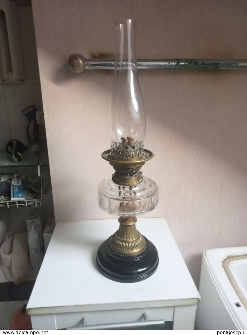 Lampe A Petrole 1837 Signé Patent Hinks Son's Hauteur 53 Cm, Bronze - Lighting & Lampshades