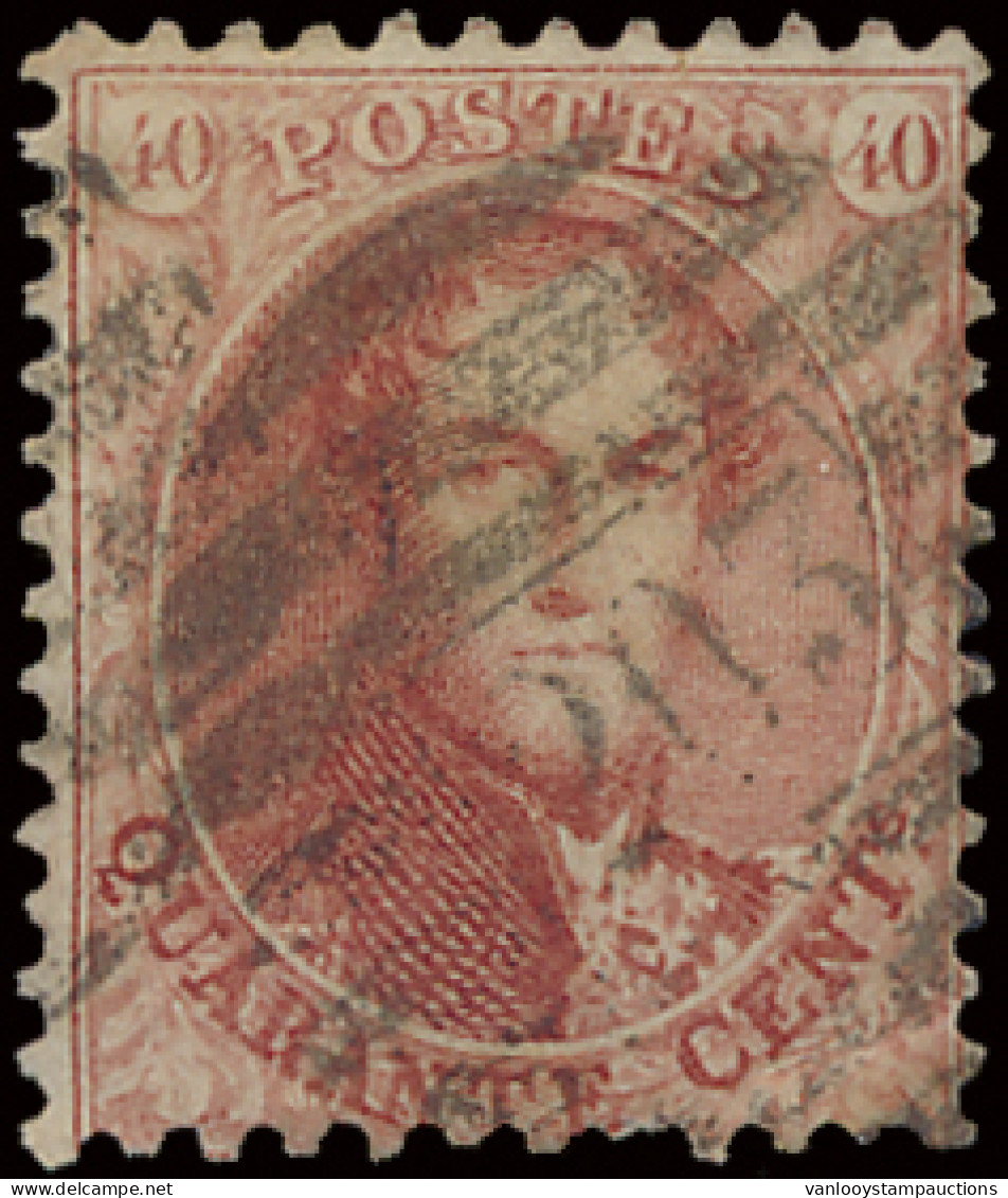 N° 16 40c. Karmijnroze Met P.203-Gilly, Zm (OBP €60 + COBA €25) - 1863-1864 Medallones (13/16)