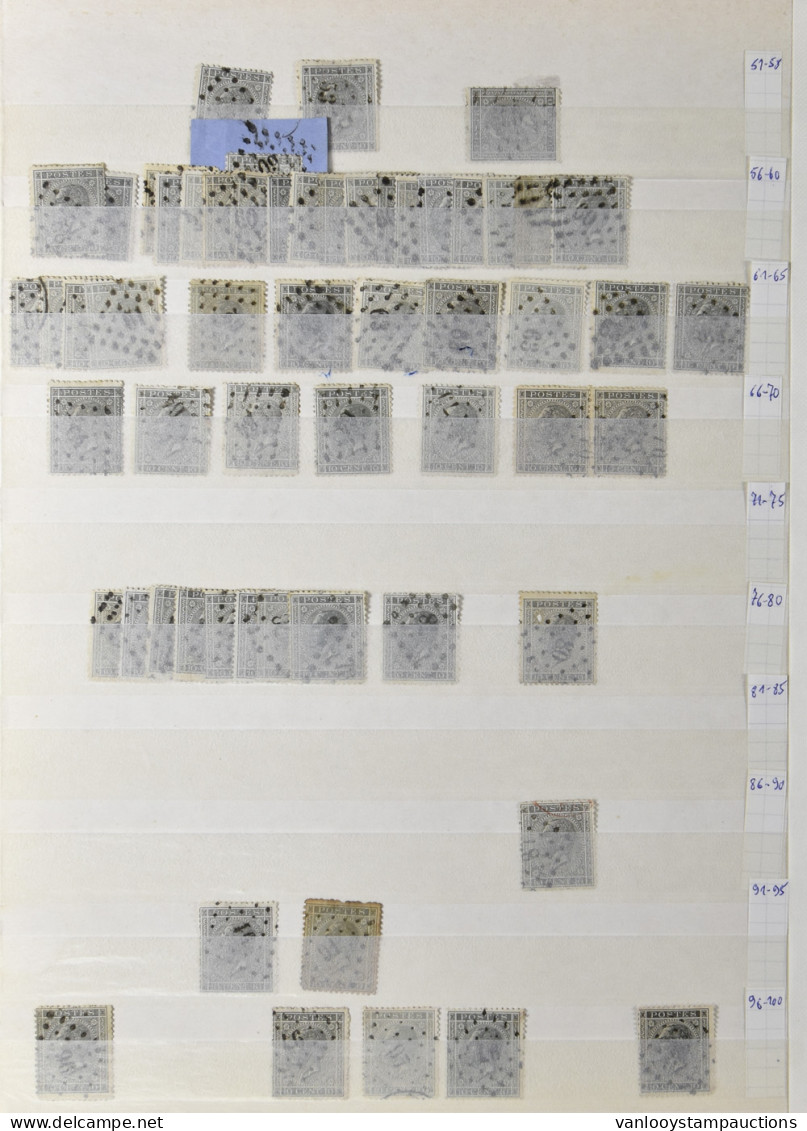 N° 17 10c. Grijs, In Tanding 15 En 14½ X 14, Zegels Per Puntstempel, Meer De Courante, D.C.a Stempels, Enkele Paren En C - 1865-1866 Perfil Izquierdo