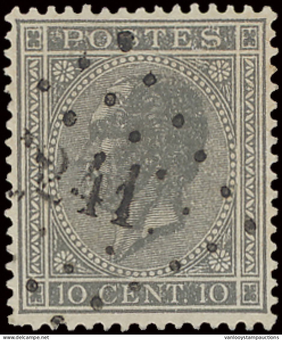 N° 17A 10c. Grijs, Puntstempel 241 Martelange, Zm (COBA €15) - 1865-1866 Profile Left