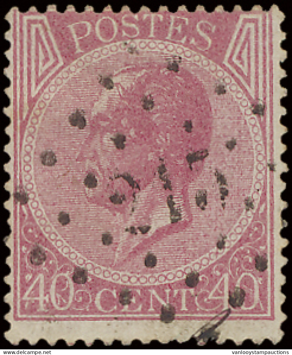 N° 20A 40c. Bleekroze, Tanding 15, Puntstempel 215 Leuze, Prachtig Centraal Gest., Stempelzoeker, Zm (COBA +€10) - 1865-1866 Perfil Izquierdo