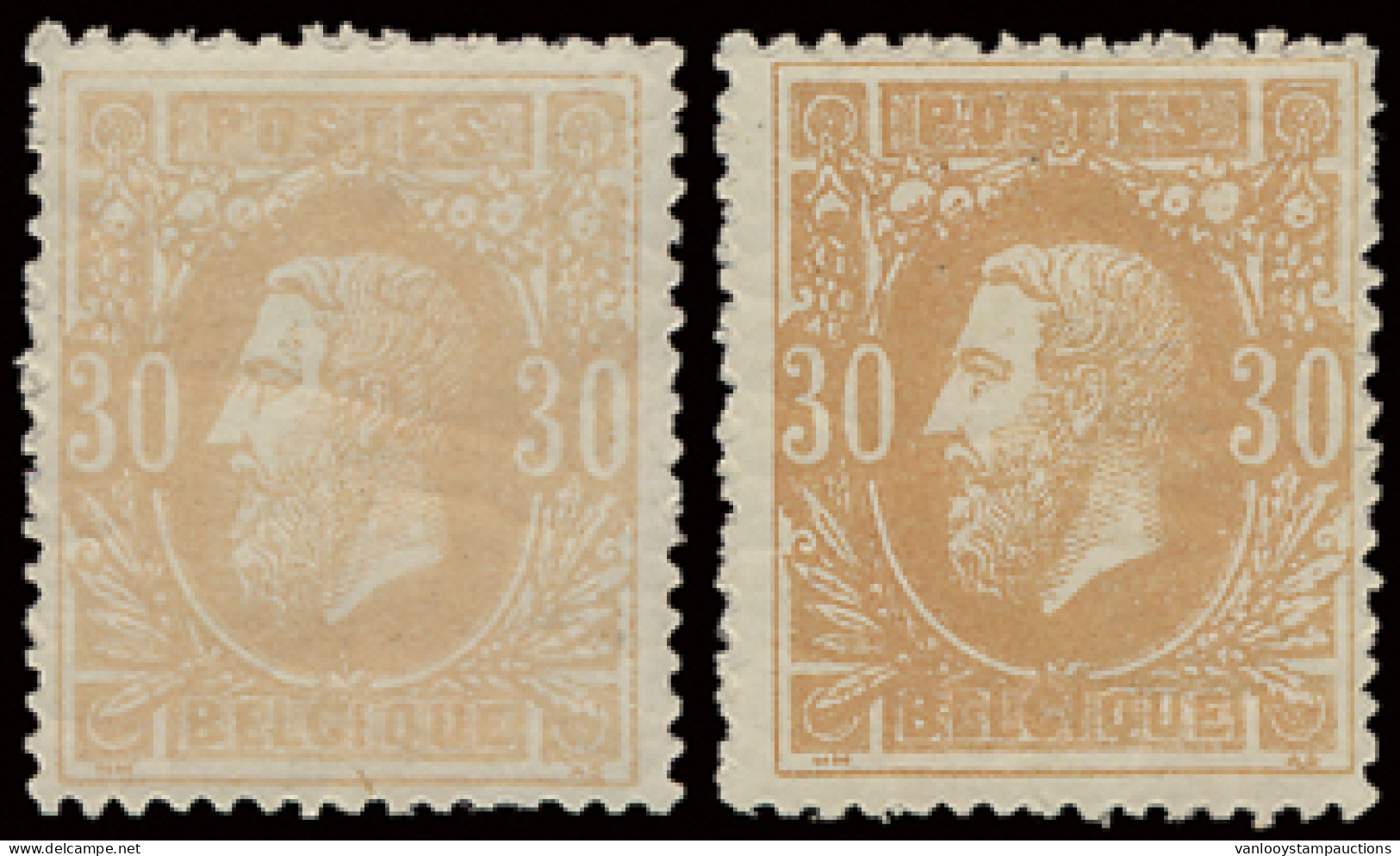 ** N° 33 En 33a, De 2 Kleuren, Iets Onregelmatige Tanding, Zm/m (OBP € 510) - 1869-1883 Leopoldo II