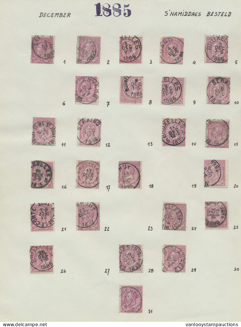 N° 46 10c. Roze In Jaarkalender Van 1884/1895 (middag En 's Avonds), Prachtige Startverzameling Voor Kalender, Ook Voor  - 1884-1891 Leopoldo II