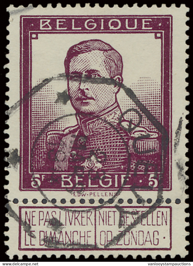 N° 122 5fr. Met Telegraaf Afstempeling QUEVY Op 28 Maart 1914, Zm - 1912 Pellens