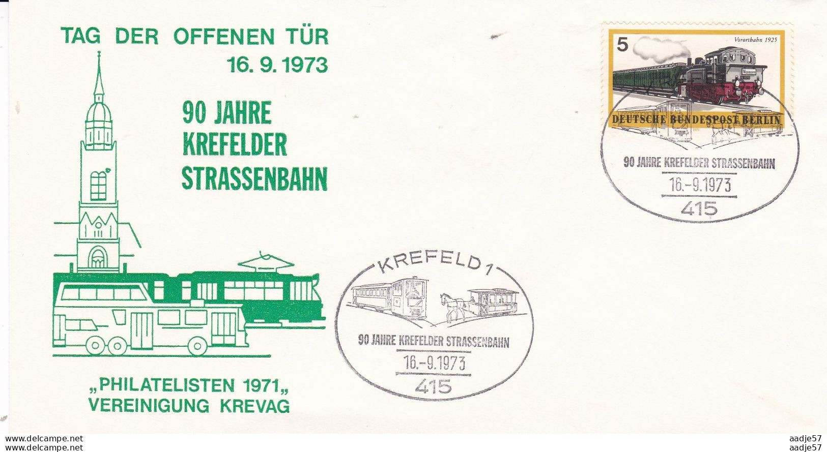 Deutschland Germany 1973 90 Jahre Krefelder Strassenbahn Spec Cover - Tramways