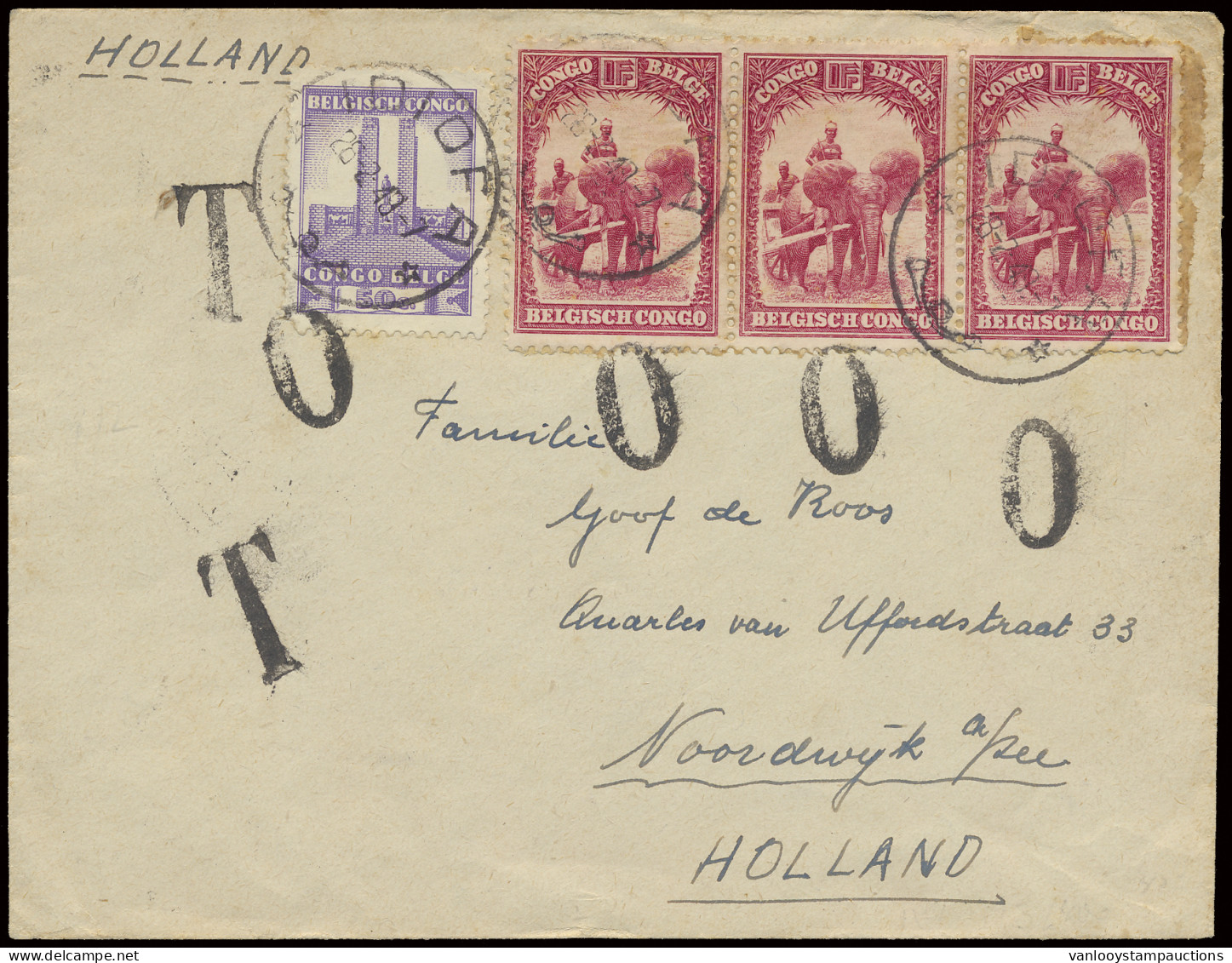 1949, Cover, Franked With OBP N° 176 (3x) And 217, All With 0 Mark (because Out Of Use Since September 1, 1942) And T Ma - Otros & Sin Clasificación