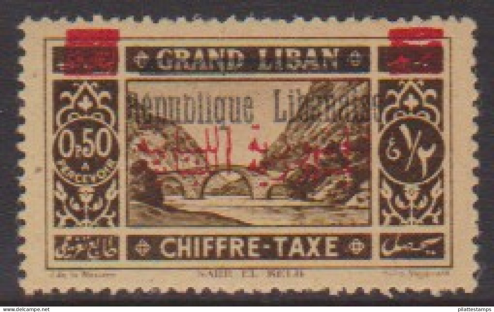 Grand Liban Taxe 21a** Variété Double Surcharge Arabe - Autres & Non Classés