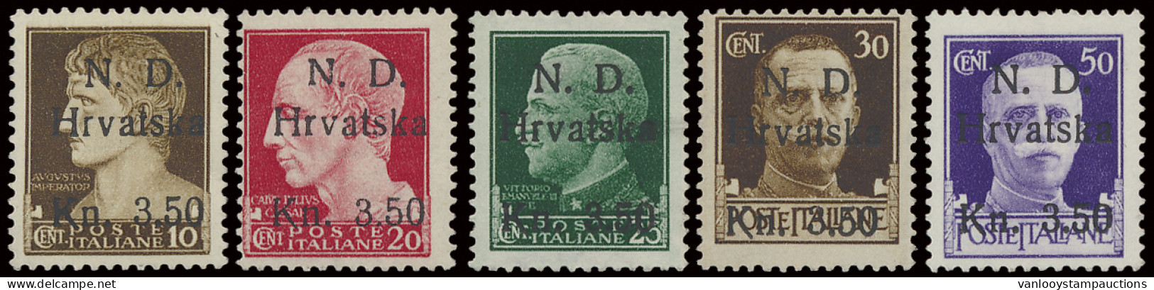 ** Lokaaluitgifte 1944 : N° 1/5 (Mi) Met Certificaat, Zm En Zeldzaam (Cote € 400) - Croatia