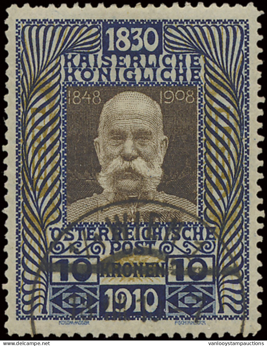 N° 135 Franz Josef I 80 Jaar, 10k. (bovenaan 1 Korte Tand), Zm/m (Yv. €450) - Other & Unclassified