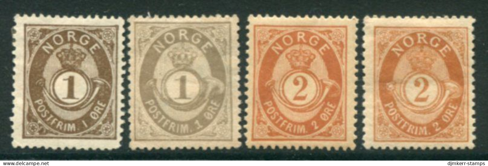 NORWAY 1890 Posthron Unshaded 1 And 2 Øre MH / *. . Michel 49-51b - Unused Stamps