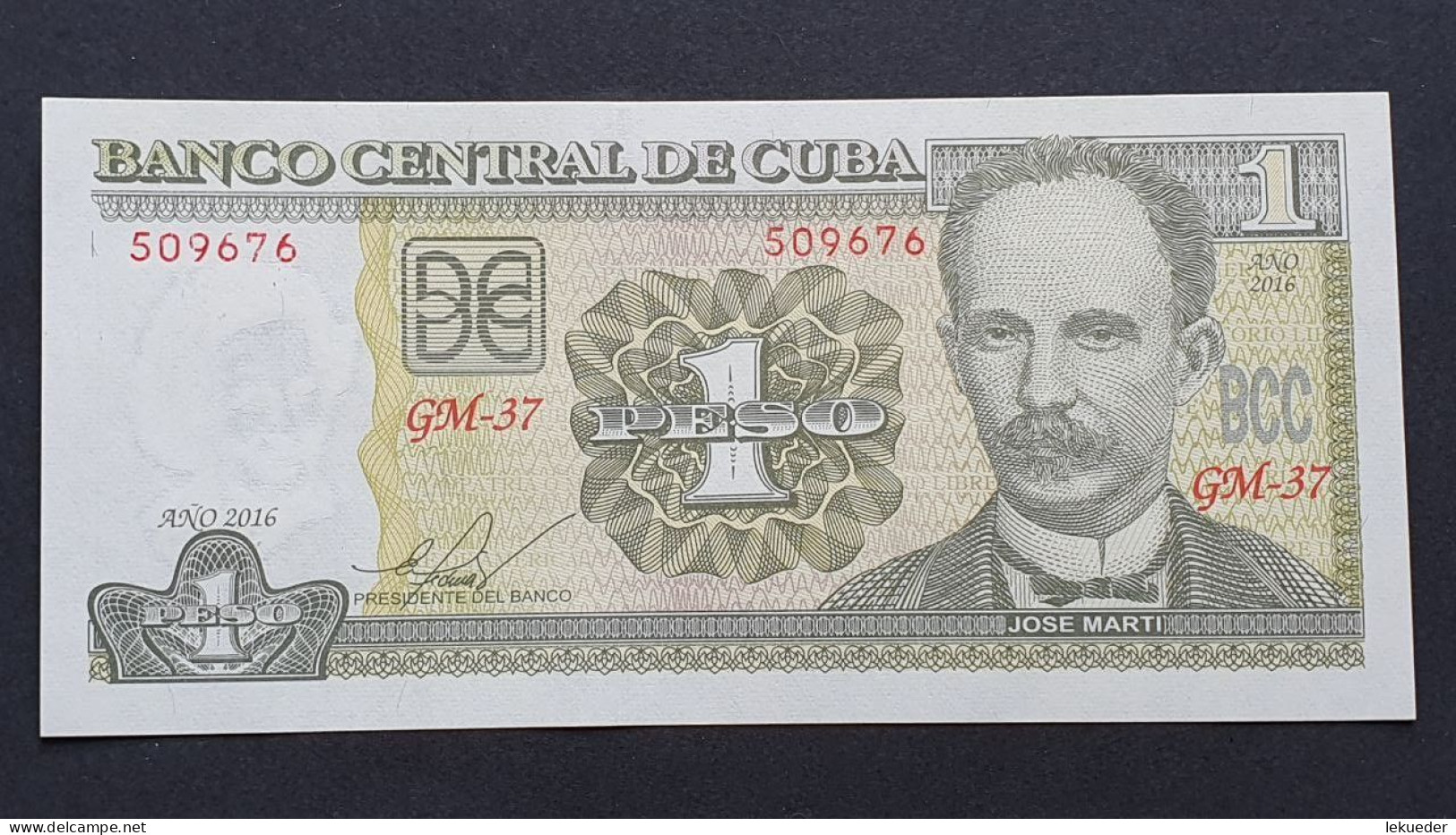Billete De Banco De CUBA - 1 Peso, 2016  Sin Cursar - Cuba