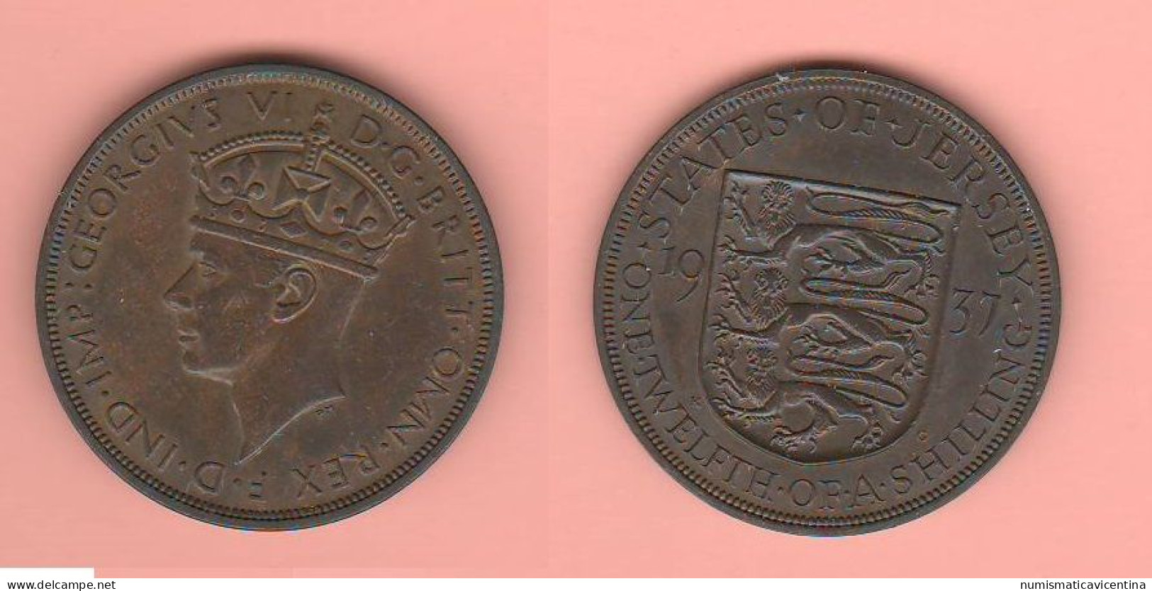 Jersey 1/12 Shilling 1937 King Georgius VI° Bronze Coin     ∇ 20 - Jersey