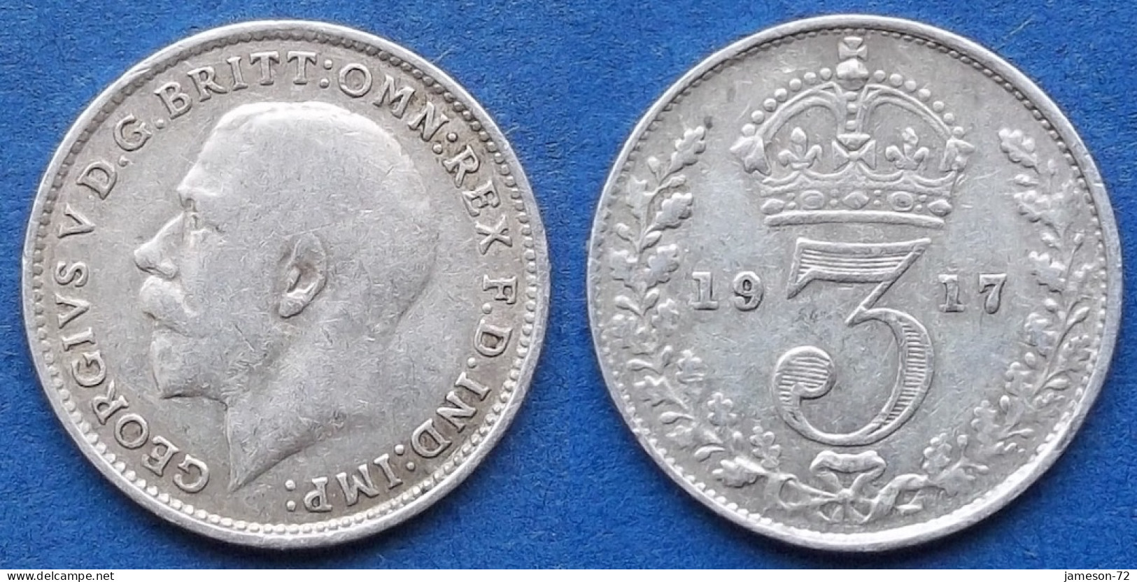 UK - Silver 3 Pence 1917 KM# 813 George V (1910-1936) - Edelweiss Coins - Other & Unclassified