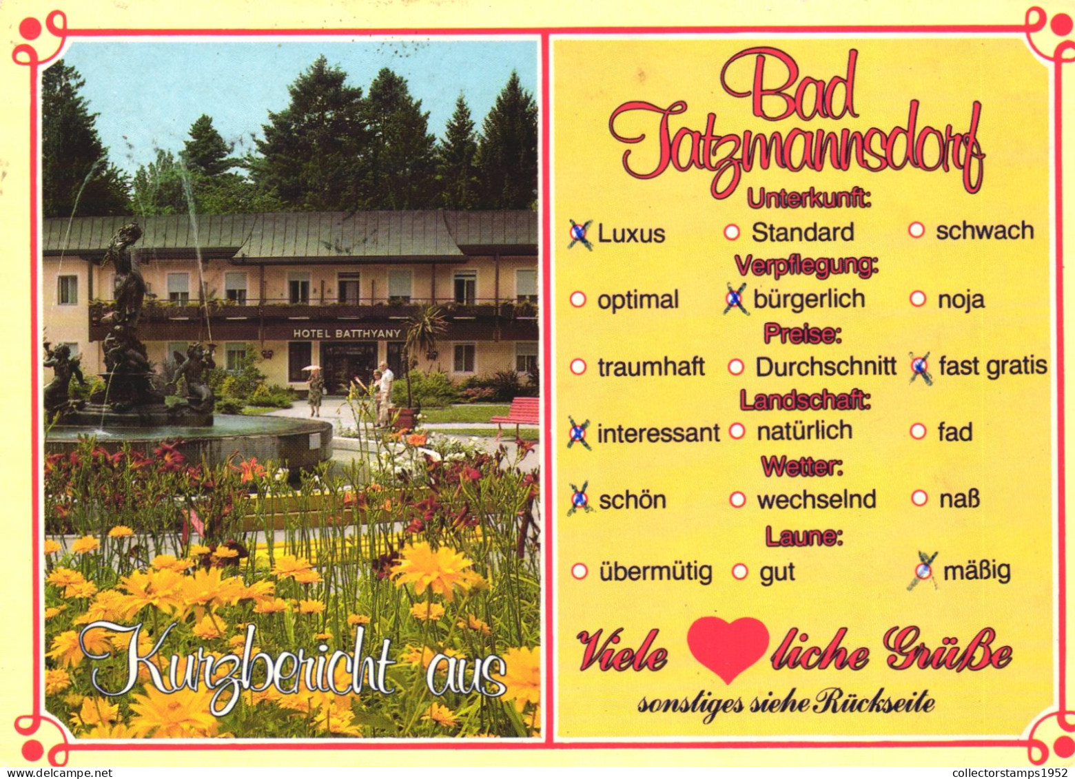 BURGENLAND, BAD TATZMANNSDORF, ARCHITECTURE, FOUNTAIN, PARK, GERMANY, POSTCARD - Burgenland