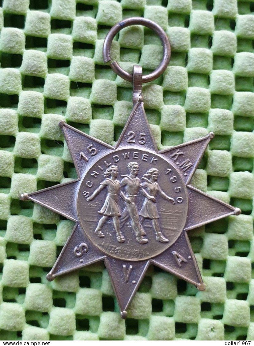 Medaille - 15-25 Km , S.V.A. Schildweek 1950 , Steendam (gr)  -  Original Foto  !!   Medallion Dutch - Other & Unclassified