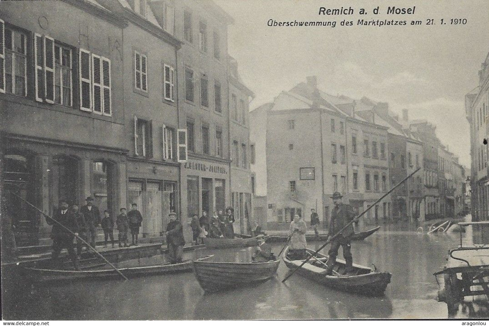 Luxembourg - Luxemburg - REMICH -   REMICH A.d. MOSEL - ÜBERSCHWEMMUNG DES MARKTPLATZES Am  21.01.1910 - Remich