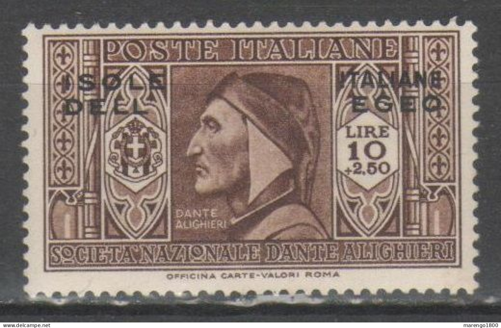 Egeo 1930 - Dante Alighieri 10 + 2,50 L. **          (g9523) - Egée