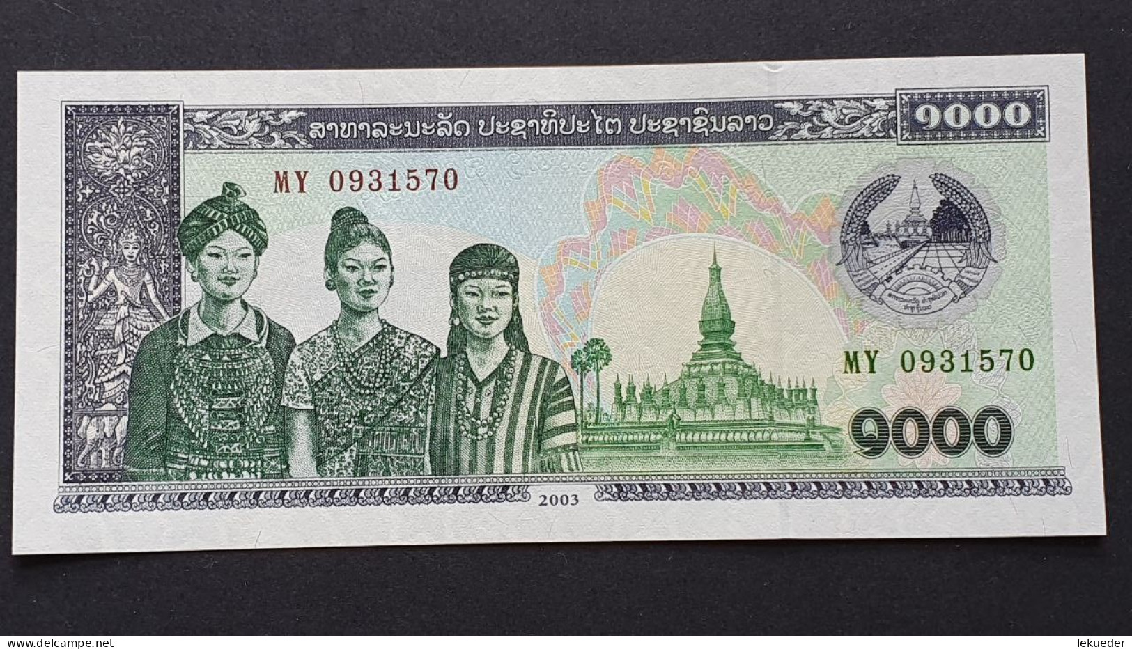 Billete De Banco De LAOS - 1000 Kip, 2003  Sin Cursar - Laos