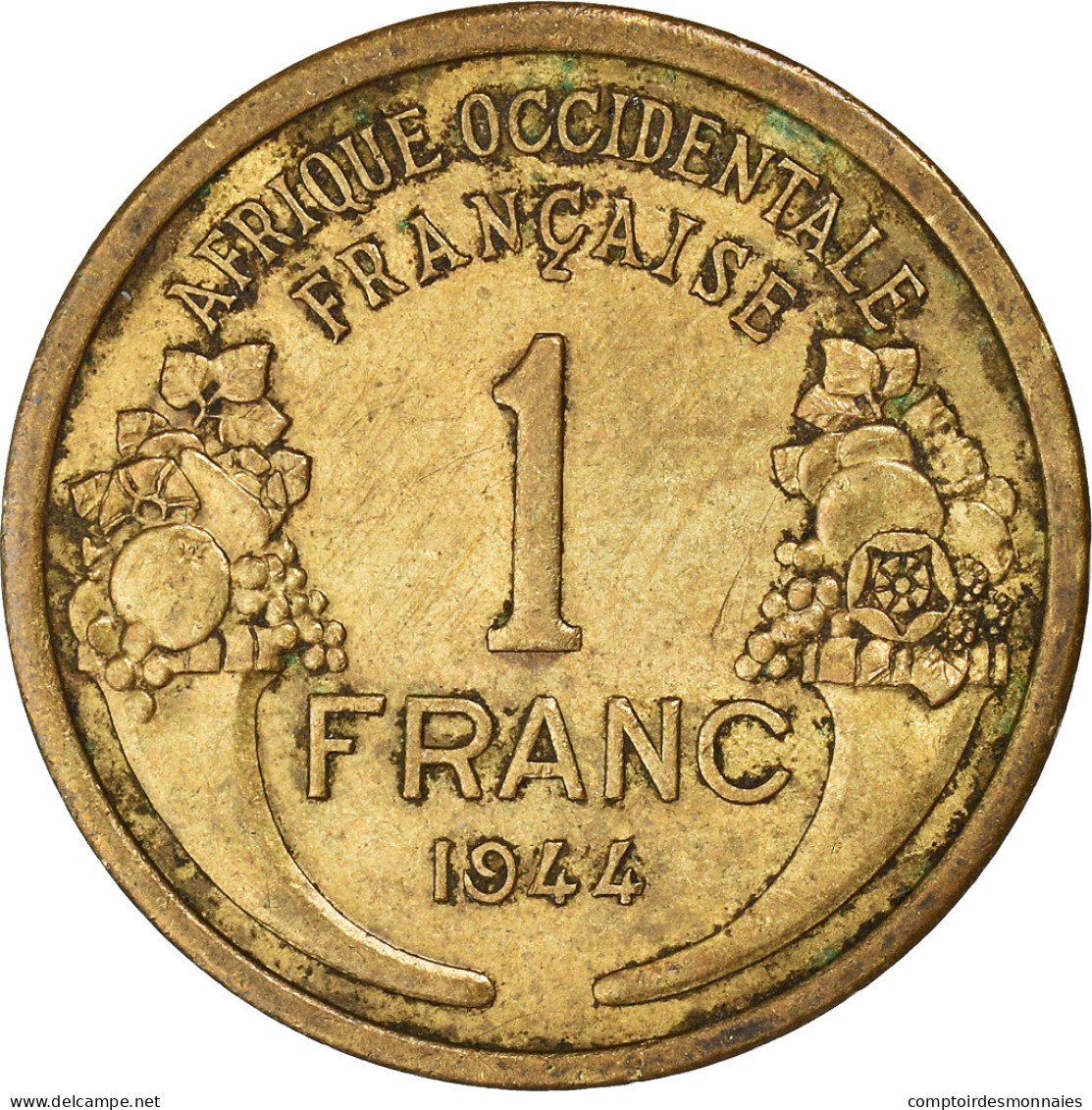 Monnaie, Afrique-Occidentale Française, Franc, 1944, TTB, Bronze-Aluminium - Other & Unclassified