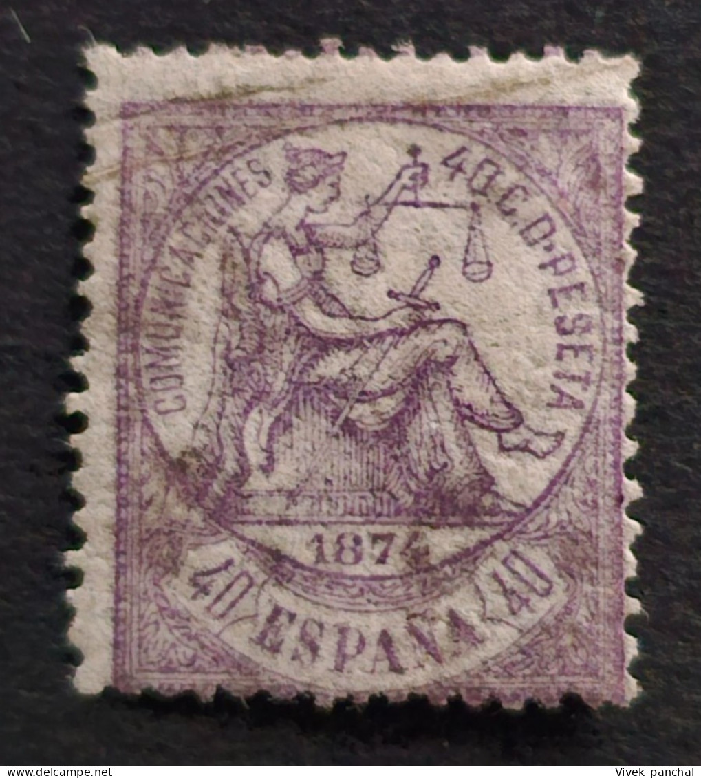 SPAIN 1874 Justice 40ct Violet Mint - Unused Stamps