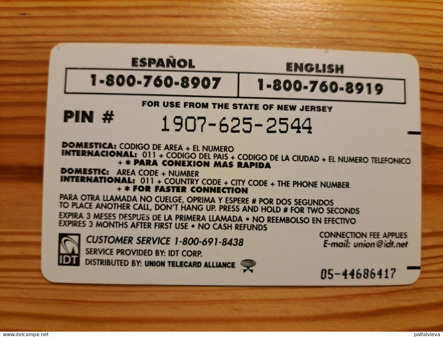 Prepaid Phonecard USA, IDT, New Jersey Exclusive - Autres & Non Classés