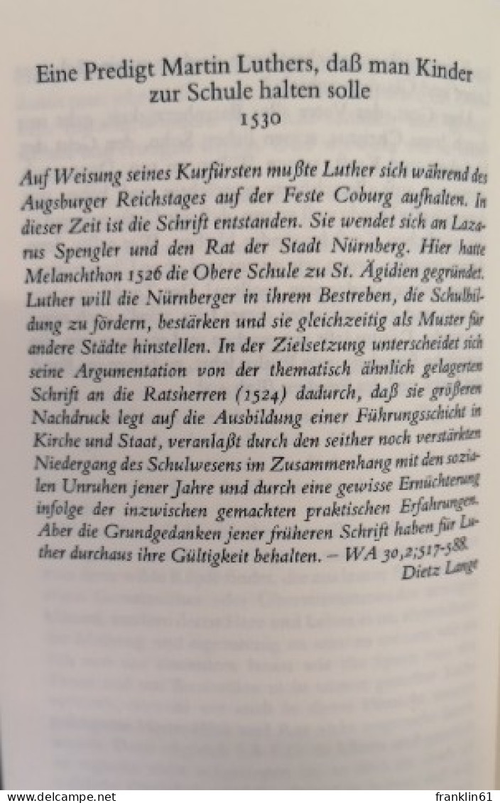 Martin Luther Werke. Ausgewählte Schriften. - Autres & Non Classés