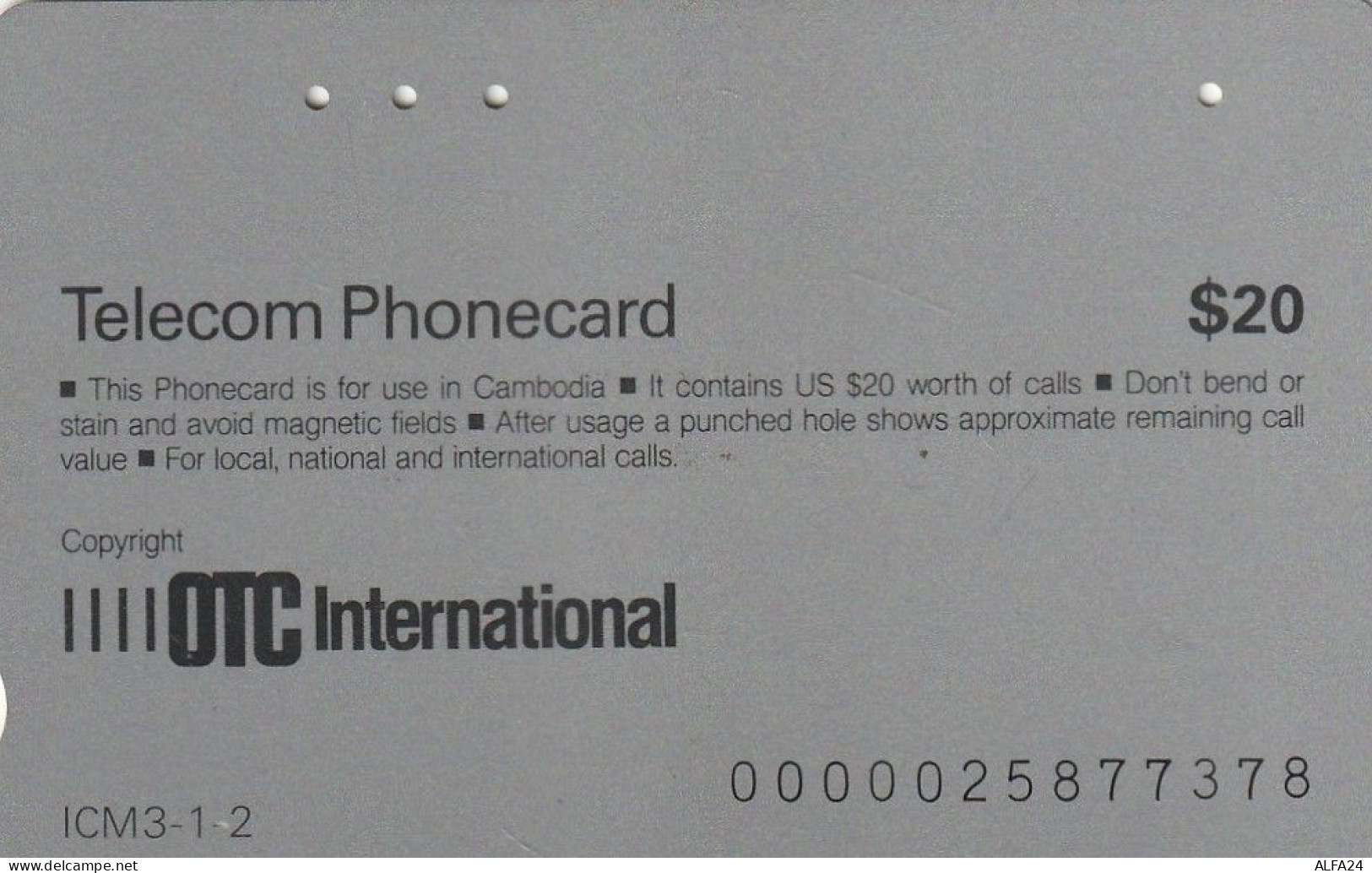 PHONE CARD CAMBOGIA  (E7.1.6 - Cambodia