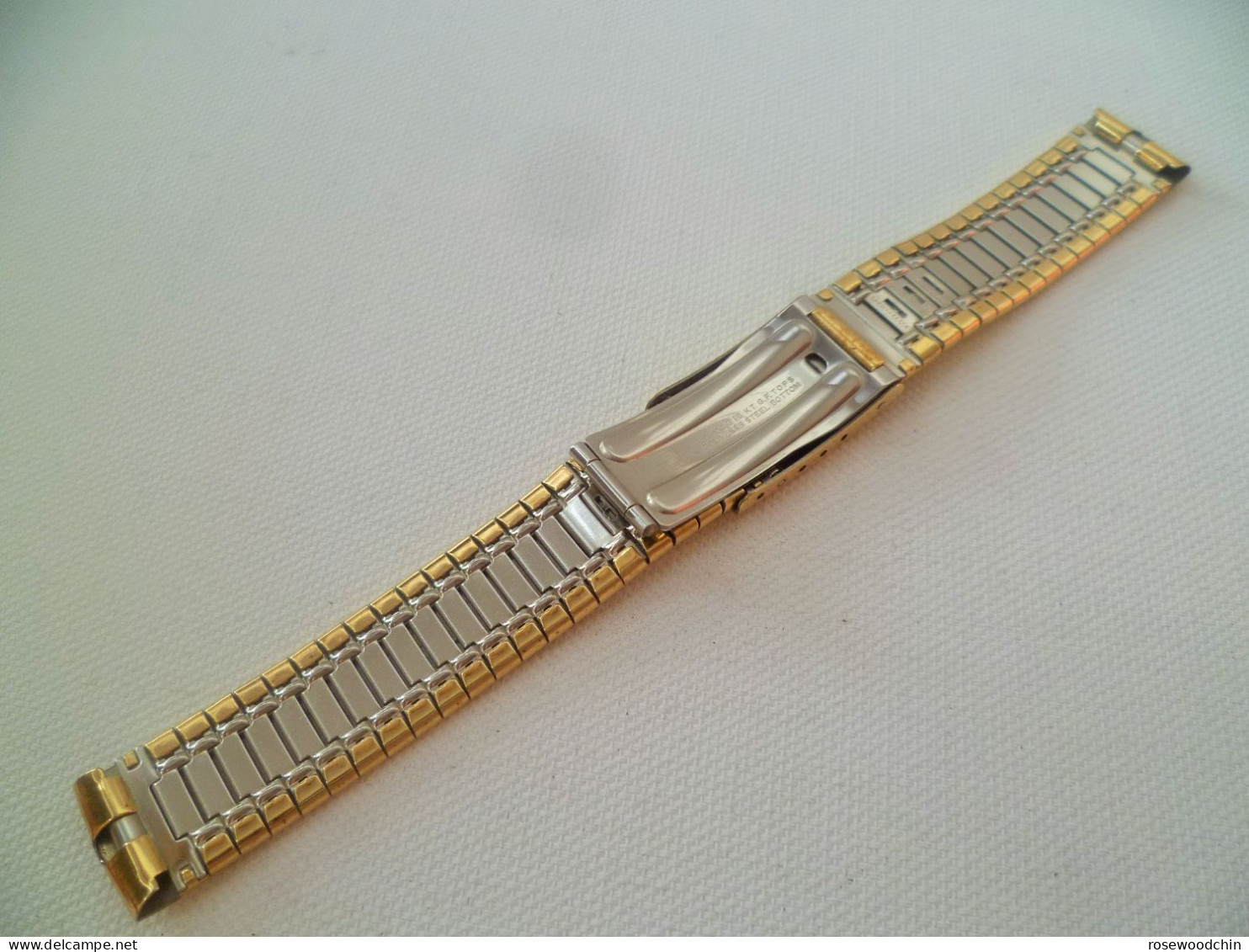 Vintage ! 50s' Seiko STL Stelux 20/000.18 KT G.F. Tops S/S Bottom Watch Bracelet Band 16mm (#28) - Montres Gousset