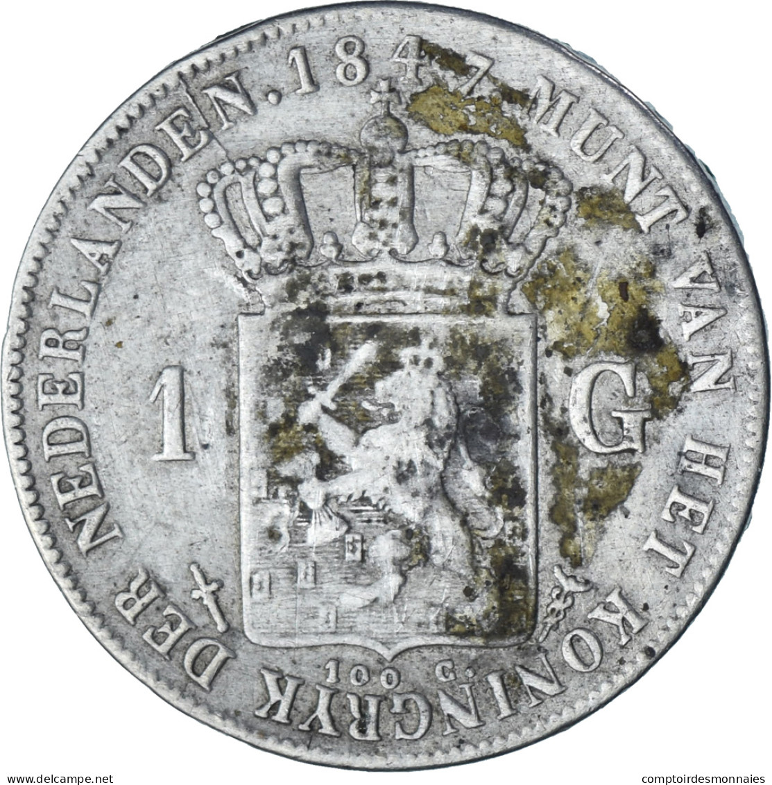 Pays-Bas, William II, Gulden, 1847, Utrecht, Argent, TTB+, KM:66 - 1840-1849 : Willem II