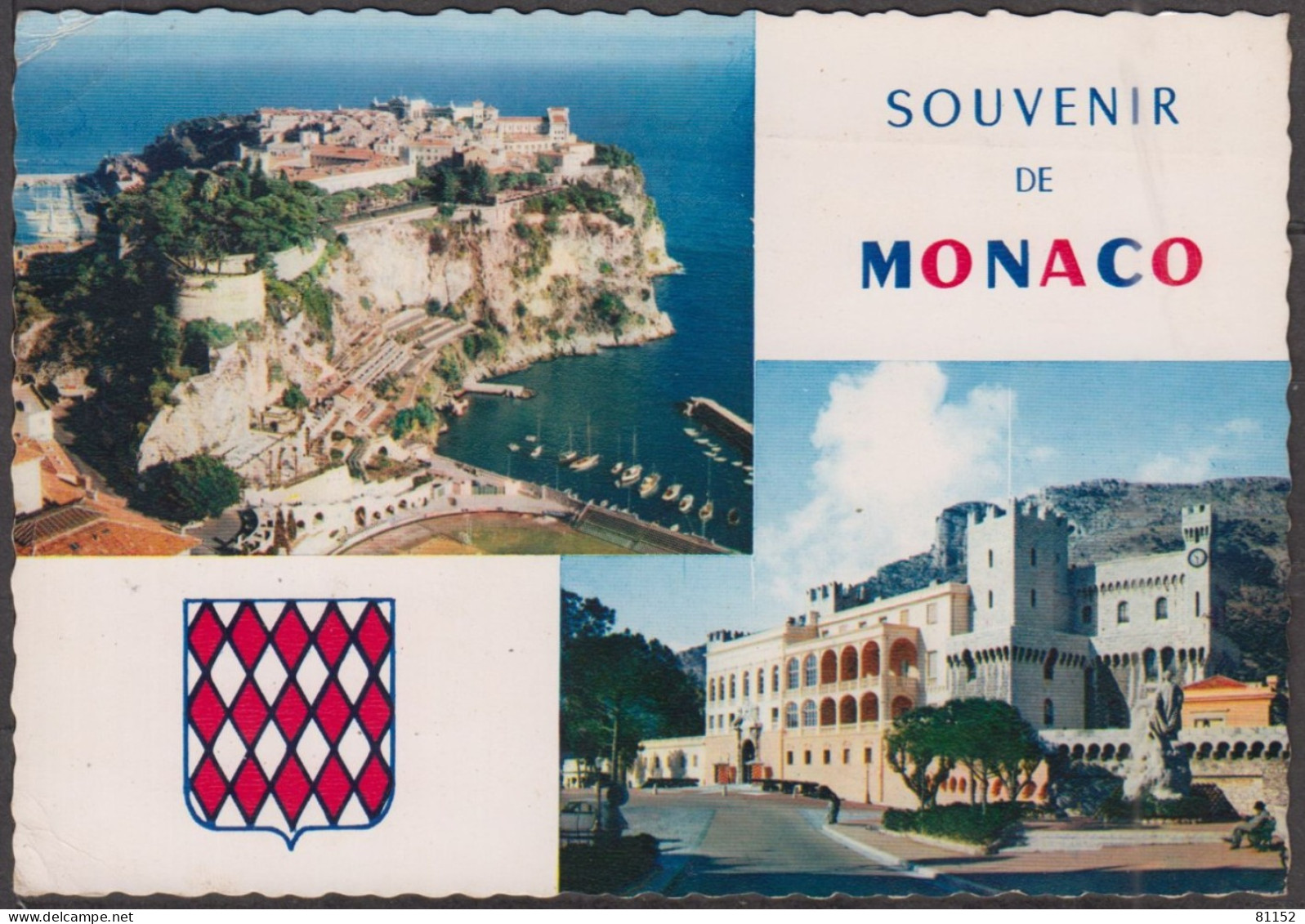 MONACO    Nopalesa Dejecta  20c Y.T. 543  Sur CPSM  Le Rocher Et Le Palais 1961 Avec Flamme " Couronne Du Blason " - Cartas & Documentos