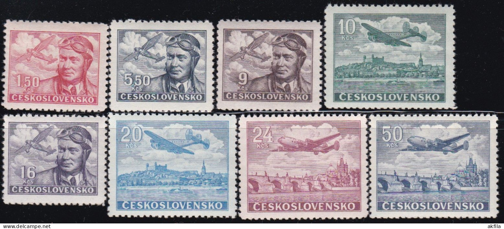 Czechoslovakia 1946 Airmail MNH Michel 493/500 - Luftpost