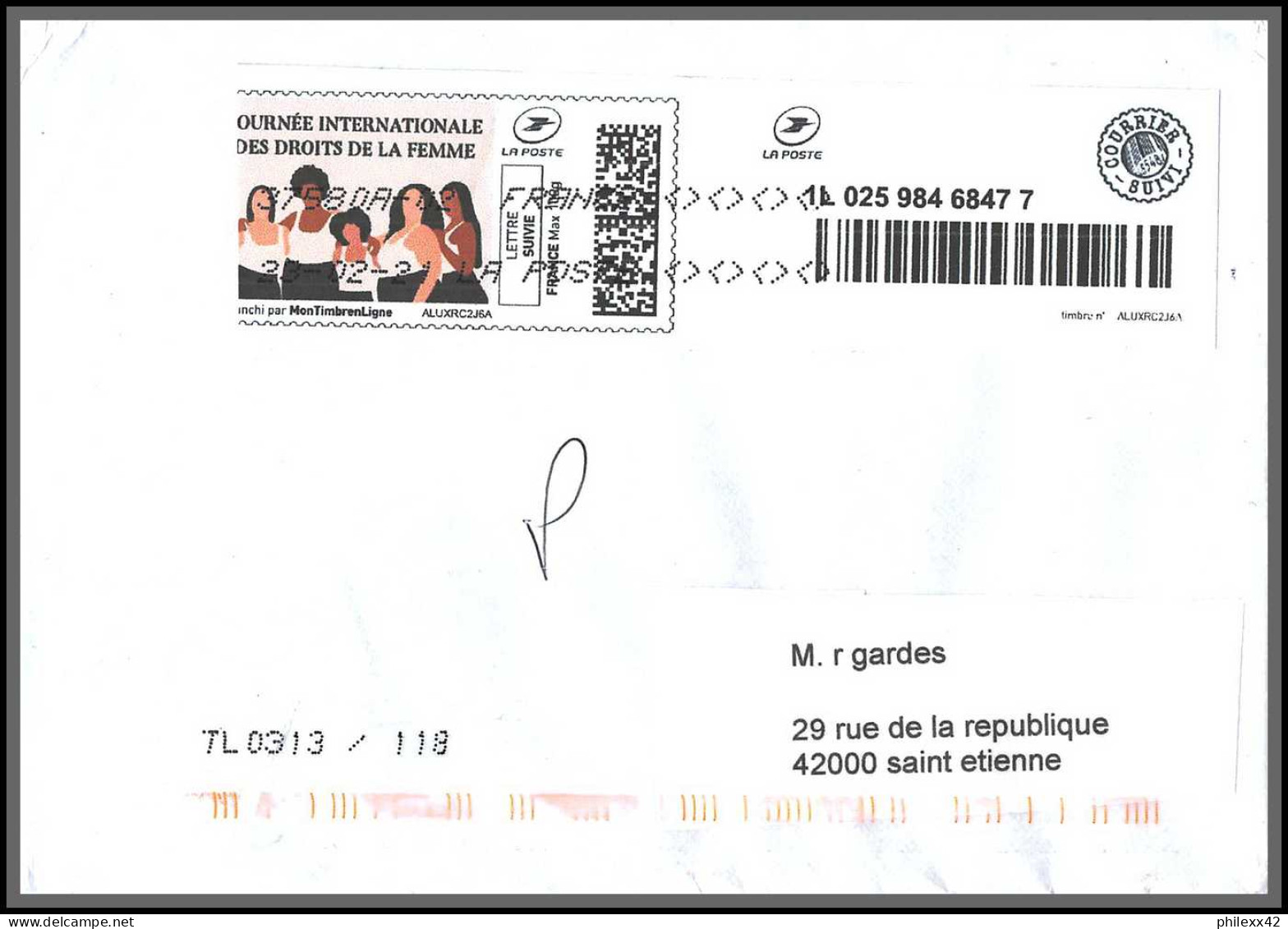 95869 - lot de 15 courriers lettres enveloppes de l'année 2021 divers affranchissements en EUROS