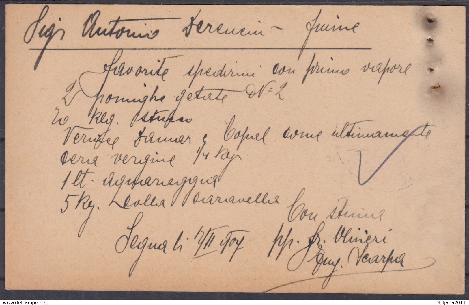 ⁕ Hungary - Ungarn 1907 ⁕ To FIUME, Derencin, Levelező-lap, Magyar Kir. Posta 5 Filler Dopisnica ⁕ Postal Stationery - Ganzsachen