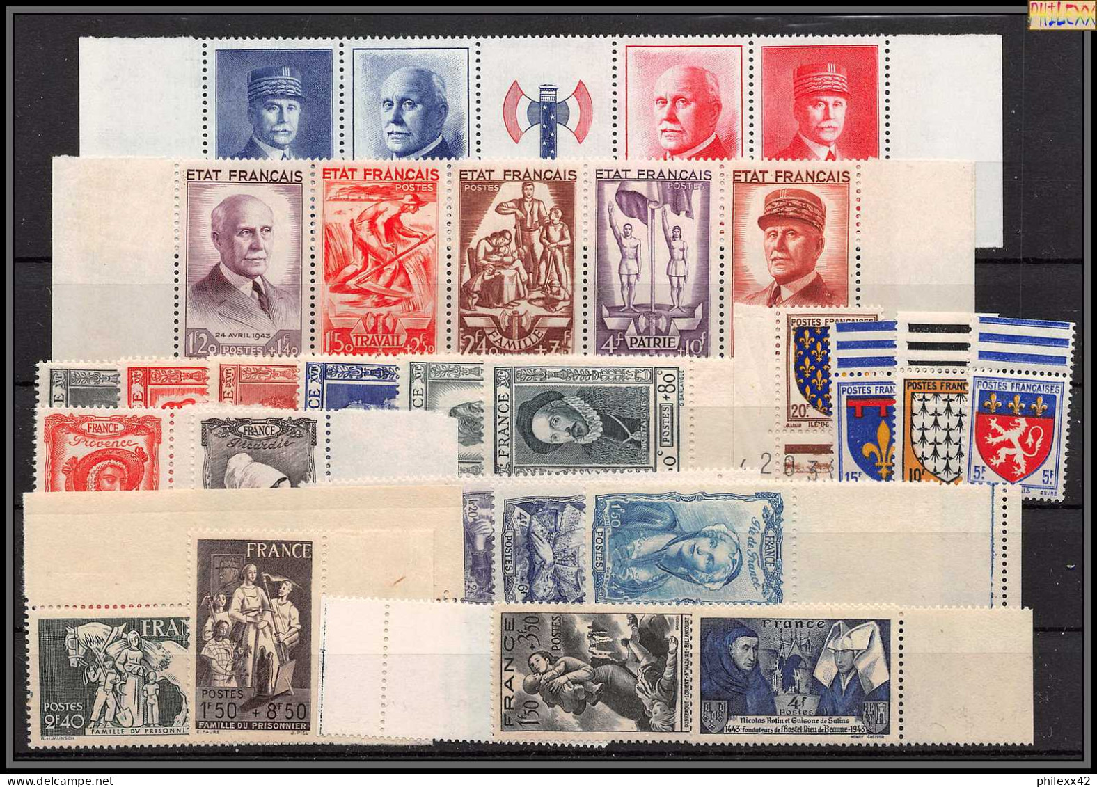 1943 Année Complète Neufs ** PARFAIT état Avec Bandes Petain TOUS BORD DE FEUILLE - 1940-1949