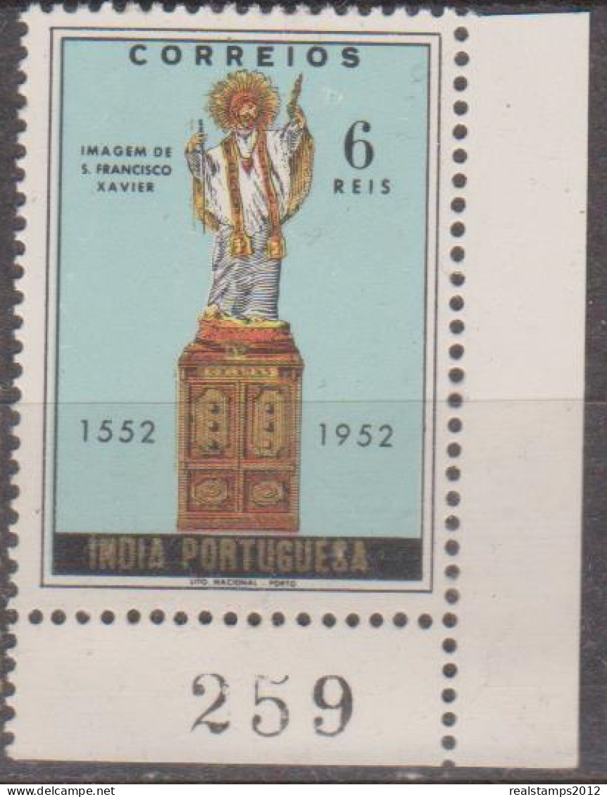 ÍNDIA  - 1952,  4º Centenário Da Morte De S. Francisco Xavier.  6 R.  * MH   MUNDIFIL  Nº 426 - India Portoghese